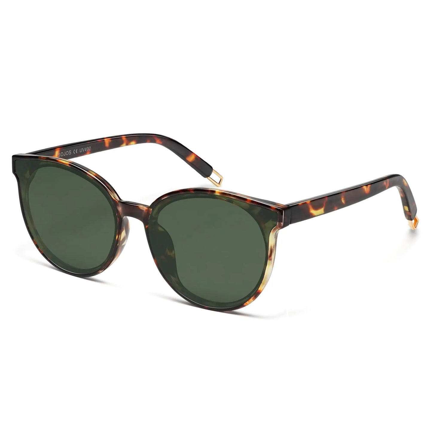 round sunglasses, amber tortoise gray