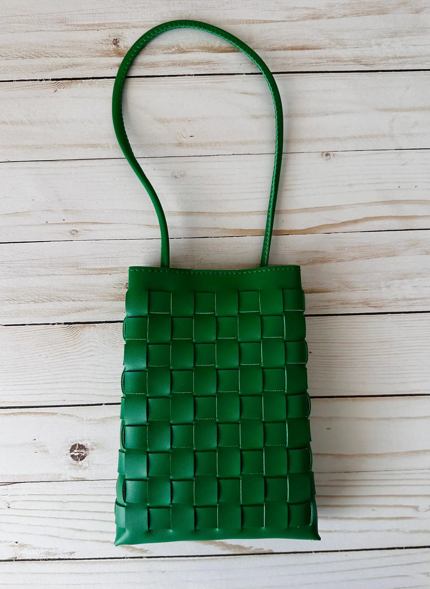 braided strap bag, green