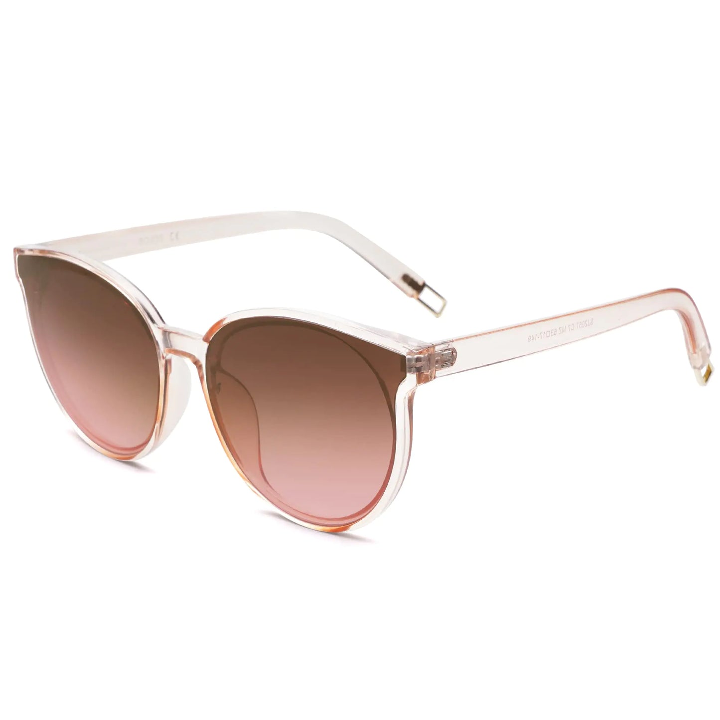 round sunglasses, clear brown